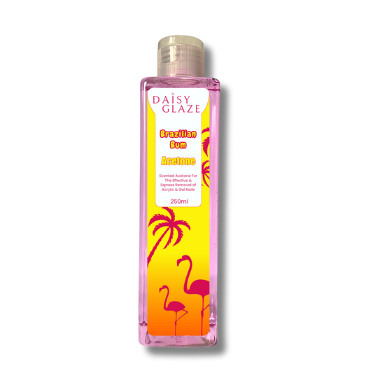 Bottle of Daisy Glaze Brazilian Bum Bum Acetone 250ml design on a white background
